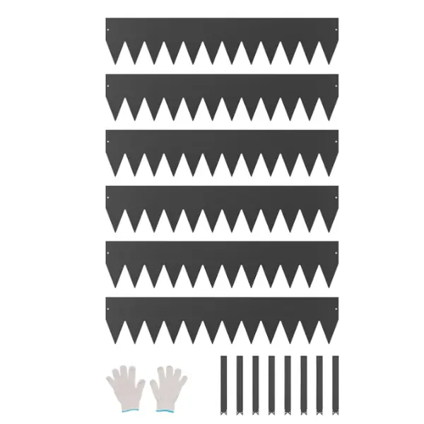 6 Pack Cor-Ten Steel Landscape Edging, w/Black Paint Finish, 40 in L x 8 in H Strips, Hammer-in Galvanized Steel Corten Edging Border w/8 Clips & Gloves - Edge for Lawn Yard, 20 ft