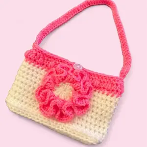 Single Flower Crochet Pouch with Strap!