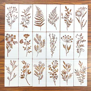9 Piece DIY Floral Painting Stencils, Reusable Plastic Templates for Wood Fabric Paper, Spray Paint and Graffiti Craft Supplies, Creative Craft Kit