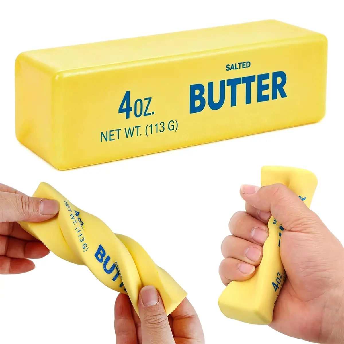 4oz Butter Fidget Squeeze Toy - Realistic Butter Squishy Stress Relief Toy, Soft Washable Foam Sensory Fidget for Anxiety & ADHD, Funny Office Desk Prank Gag Gift for Kids & Adults stress-relief