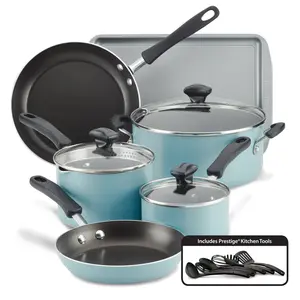 Cookstart 15-Piece Nonstick Cookware Set with DiamondMax Technology Heavy Gauge Aluminum Ceramic Coating Includes Prestige Kitchen Tools