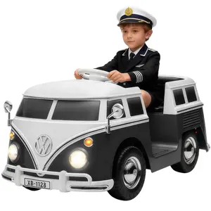 6V Licensed Volkswagen T1 Bus Ride-On Car for Kids with LED Lights, Horn, Music & Two Speeds
