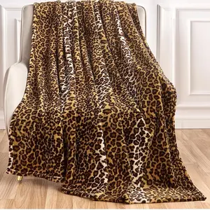 Leopard Print Blanket Fleece Throw Blanket for Bed Sofa Travel and Camping, Super Soft Cozy Fluffy Plush Blanket, Cheetah Print Blanket for All Seasons(60”×80”)