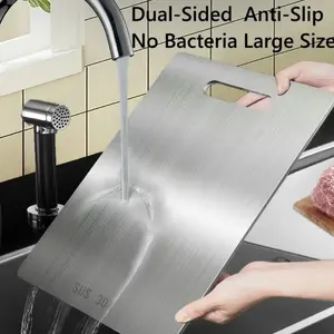 Stainless Steel Cutting Board,Double Sided Cutting Board for Kitchen,Chopping Board,Suitable for Meat,Fruits,Vegetables, Bread, and Baking,Food Grade,Scratch-resistant,Easy To Clean