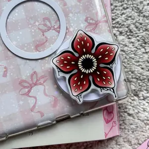 Hand-Drawn Monster Mouth Phone Grip - Creepy Floral Expanding Stand - Upside Down Inspired Finger Holder - Gothic Horror Accessory - Unique Gift for Sci-Fi Lovers - Durable Acrylic Phone Grip