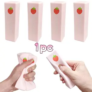 Strawberry Chocolate Bar Squeeze Toy, Soft Slow Bounce Stress Relief Toy, Realistic Food Shape Adult Squeeze Toy, Office Desk Accessory, Squishies, Stress Relief Fidget, Stress Relieving Accessory, Decompression Squeeze