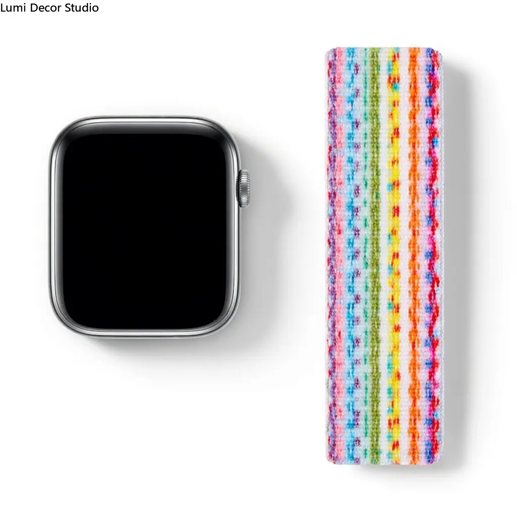 Female 4-Pack Stretchy Nylon Apple Watch Bands - Soft, Breathable Loop Straps for Apple Watch Ultra/Series 10/9/SE, Adjustable Rainbow Sport Wristbands