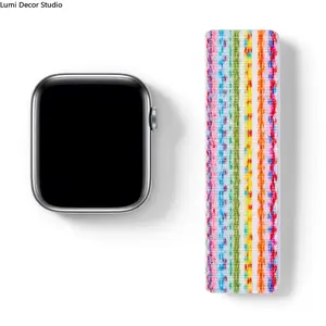 4-Pack Stretchy Nylon Apple Watch Bands – Soft Breathable Loop Strap for Apple Watch Ultra/Series 10/9/SE | Adjustable Rainbow Sport Wristbands