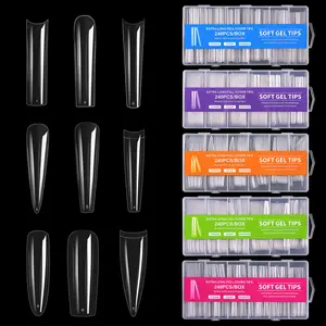 240 Pieces Box Nail Art Extra Long Nail Sheet Water Tube Nail Sheet Half Patch Fake Nail Patch Water Drop Almond Transparent Full Patch XXXL Cowboy Ballet Pointed Nail Nail Supplies Nail Shop Special Tools Nail Art Diy