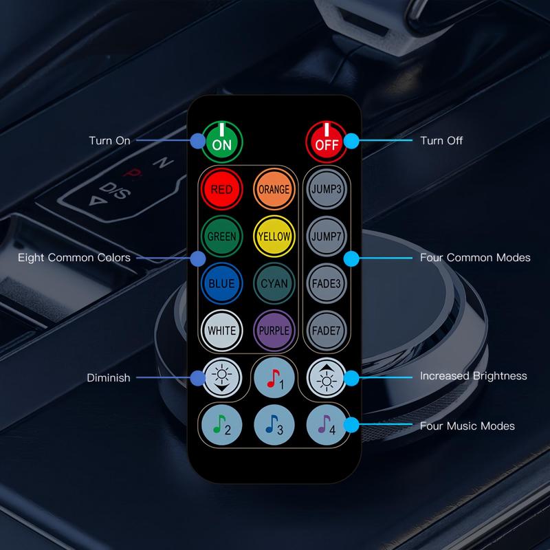 Car Interior LED Ambient Light, USB Environment Light Kit, Music Mode Neon Strip Light for 4 Car Doors & Center Console Decoration