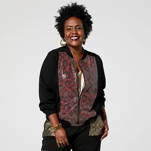 Harlem's Fashion Row x In Earnest by Byron Lars Print Bomber Jacket