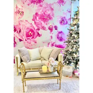 Custom "Azalea" Wallpaper Wall Mural Living Room: 152” T x 211” W