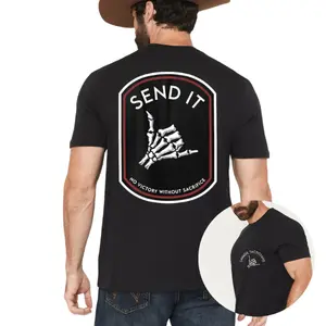 Send It Skeleton Hand 2 Sided Graphic T-Shirt, Motivational Quote No Victory Without Sacrifice Streetwear Gym Lifestyle Outfit, Daily Casual Outfit, Street Style Outfit, Unisex T-shirt, Menswear Clothing, Clothing for men, Gift for Boyfriend, Gift for Dad