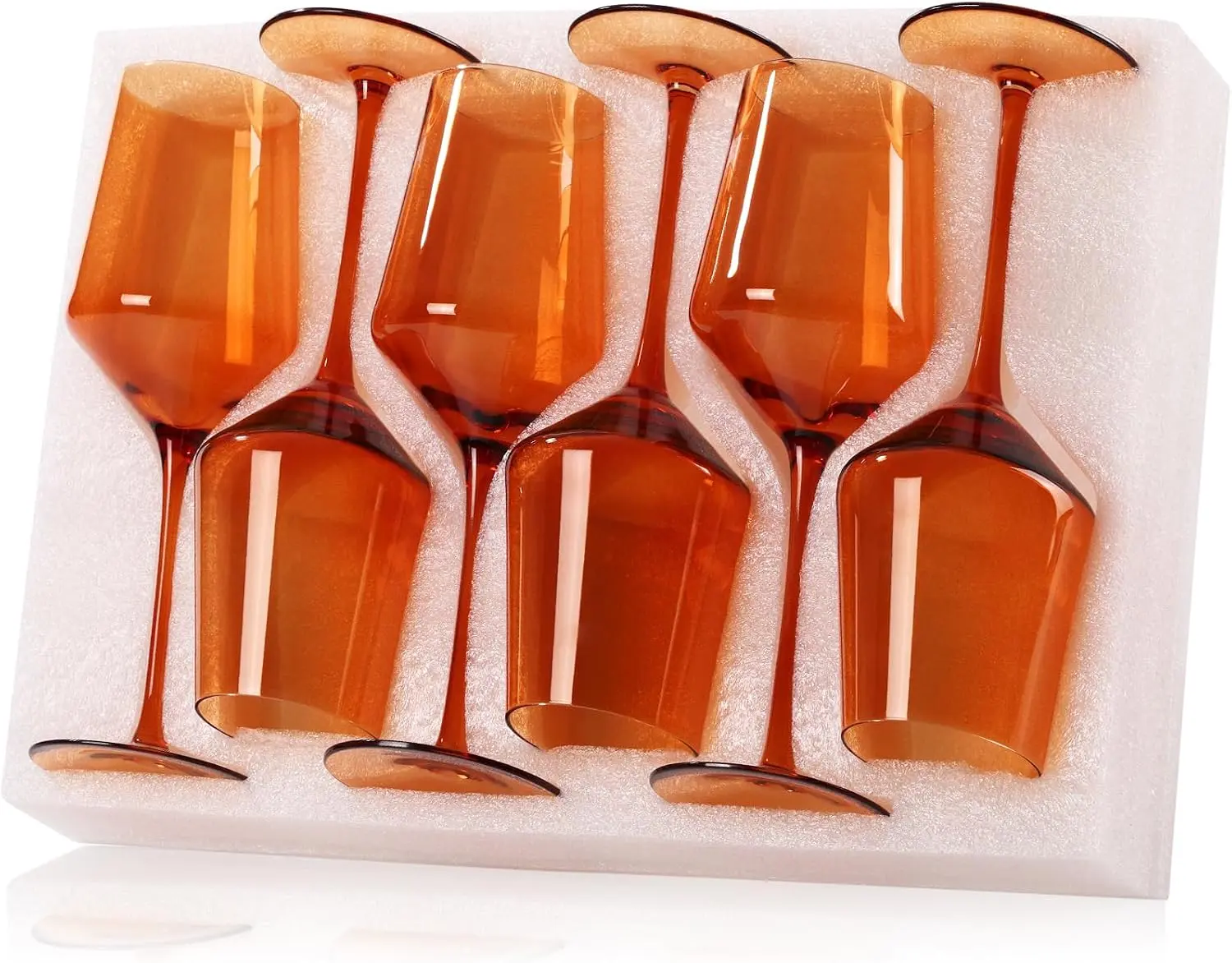 Comfit Orange Hand-Blown Wine Glasses Set of 6,15oz Fade-Resistant Colored Stemmed Glassware, Orange Kitchen Decor, Wedding Engagement Valentine’s Day Gift for Wine Lovers
