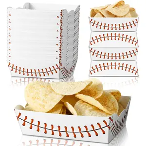 60 Pack Baseball Party Supplies Set Baseball Birthday Decorations Disposable Paper  Serving Tray  Tray for Concession , Condiment, Carnivals