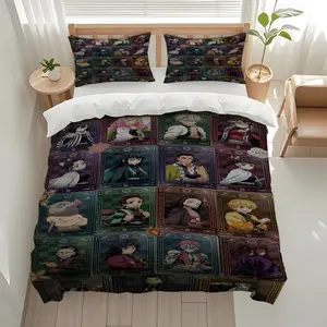 3pcs Nezuko Themed bedding set, Bedding sets, duvet cover and pillowcase set, soft, comfortable, suitable for all seasons, ideal for home, suitable for birthdays, Christmas, 1 Duvet Cover + 2 Pillowcases (No Insert)