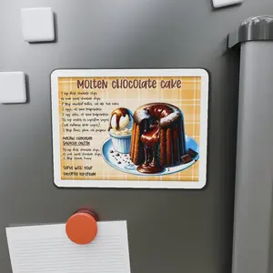 Molten Chocolate Cake Die-Cut Magnet, Kitchen Decor, Recipe Magnet, Baking Gift