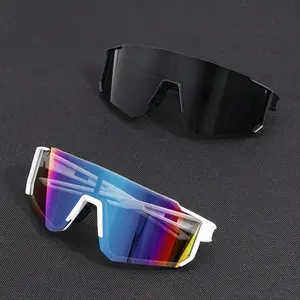 Unisex Sportive Shield Sunglasses Trendy Large Size Frameless Acrylic Lens PC Frame Windproof Sports Eyewear for Outdoor Cycling Men's OTG Snow Goggles with LightsaltLumalens snowboarding gear construction sit farm bicep bands outdoor sport daily work m c