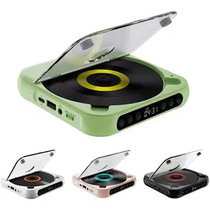 Mini Retro Bluetooth CD Player - Portable eco-friendly music player featuring a rechargeable battery, built-in speaker, LED display, and USB port - Play CDs anytime, anywhere (connects to Bluetooth speakers)