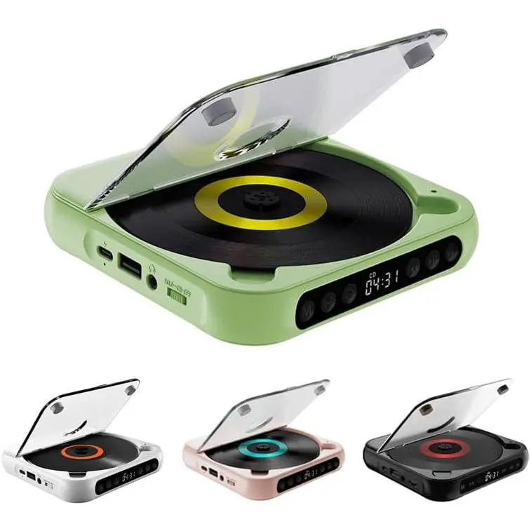 Compact Retro Bluetooth CD Player | Lightweight with Built-In Speaker for Kids & Road Trips