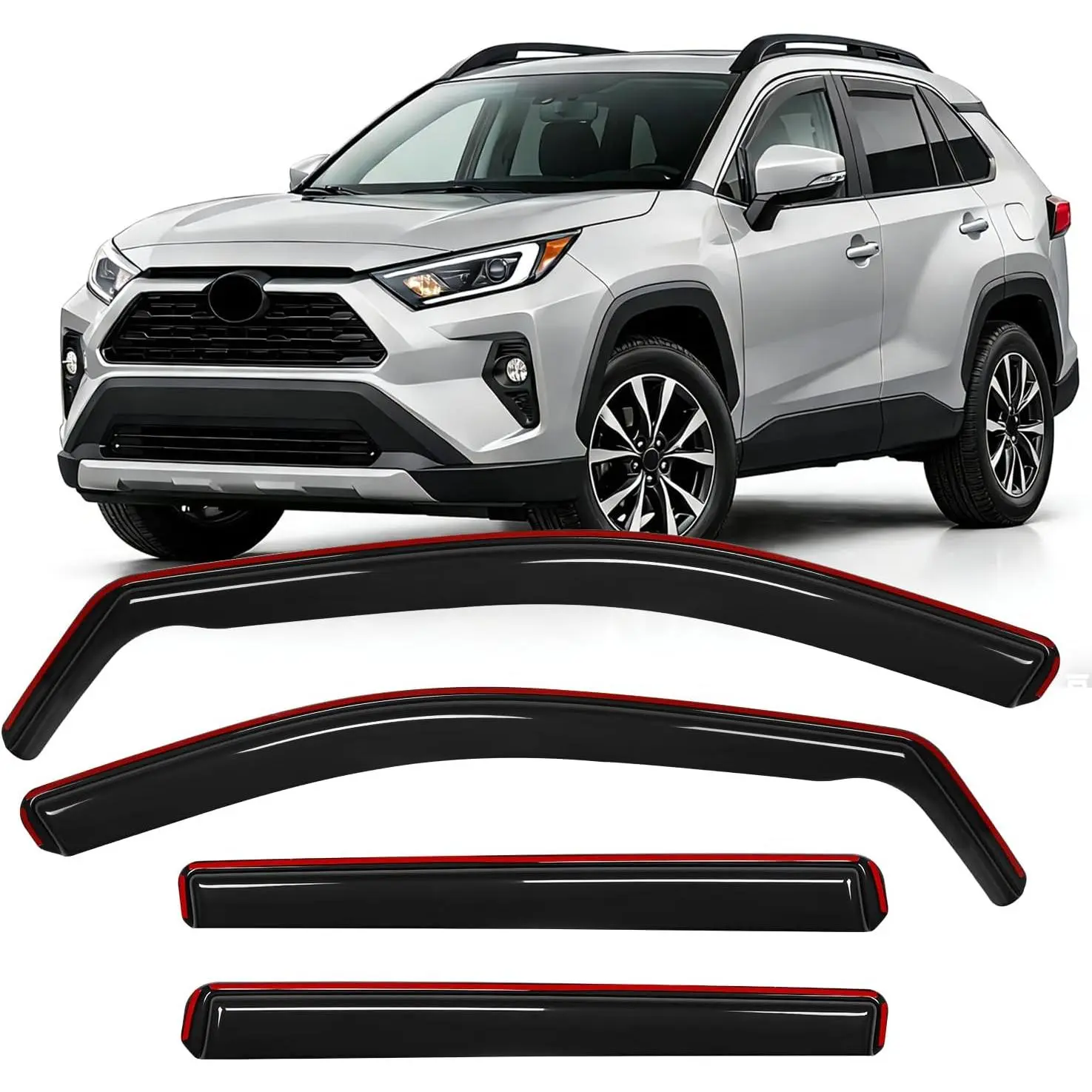 Nilight In-Channel Side Window Visor Deflectors for Toyota RAV4 2019-2025, 4PCS Smoke Tinted Vent Shades with Double Fixation, Anti-Fog, Enhanced Ventilation, Rain Protection, Wind Noise Reduction, Automotive Car Accessories, Accessories For Car