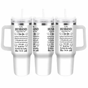 To My Husband Car Tumbler I Love You Soulmate Best Friend Everything Quote Insulated Stainless Steel Travel Mug with Handle Anniversary Birthday Valentine Gift for Him Daily Hydration Cup 40oz 30oz 20oz summerwins