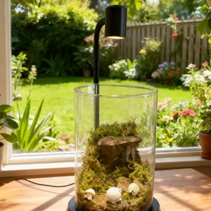 LED Glass Terrarium for Succulents & Moss | 6x4 inch Grow   Jar | Cute Home Office Garden Gift#LEDLight #HomeDecor #DeskDecor #AestheticRoom #CozyVibes #MinimalistDesign Adjustable USB Light Plant Powered