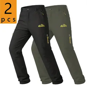 Pack of 1 or 2 pieces; men’s outdoor long pants for all seasons; multi-pocket cargo long pants; casual outdoor work pants; lightweight and comfortable; suitable for everyday outdoor activities, fitness, hiking, and travel—men’s pants.