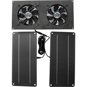 Coolerguys 10W Solar Powered Dual Fan Kit for Small Chicken Coops, Greenhouses, Doghouses, Sheds, and Other Enclosures coolerguys