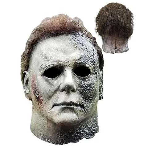 2026 Bloody Michael Myers Realistic Mask, Non-Toxic Natural Latex Adult Deluxe Overhead Mask, Clear Vision, Spooky Horror Character Party Accessory, Halloween Costume Decoration