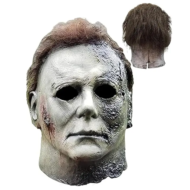 2026 Bloody Michael Myers Mask | Latex Halloween Costume | Adult Size | Clear Vision | Natural Latex | Deluxe Overhead Mask | Horror Party Decoration | Terrifying Atmosphere at Its Peak
