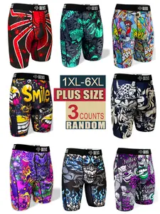 Men's Plus Size Long Briefs 1xl-6xl, Breathable Sports Fitness Underwear, Athletic Sport Underwear, Moisture Wicking, Halloween Spider Print, Elastic Waist, Quick Dry, Underwear All Seasons