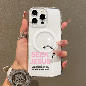 Magnetic Soft Silicone TPU Cellphone Case - MagSafe-Fit for iPhone 11/12/13/14/15/16 & Pro Max, Magnetic Closure, Seek Jesus Aesthetic, Lightweight, Anti-Scratch, Durable, Waterproof Accessory
