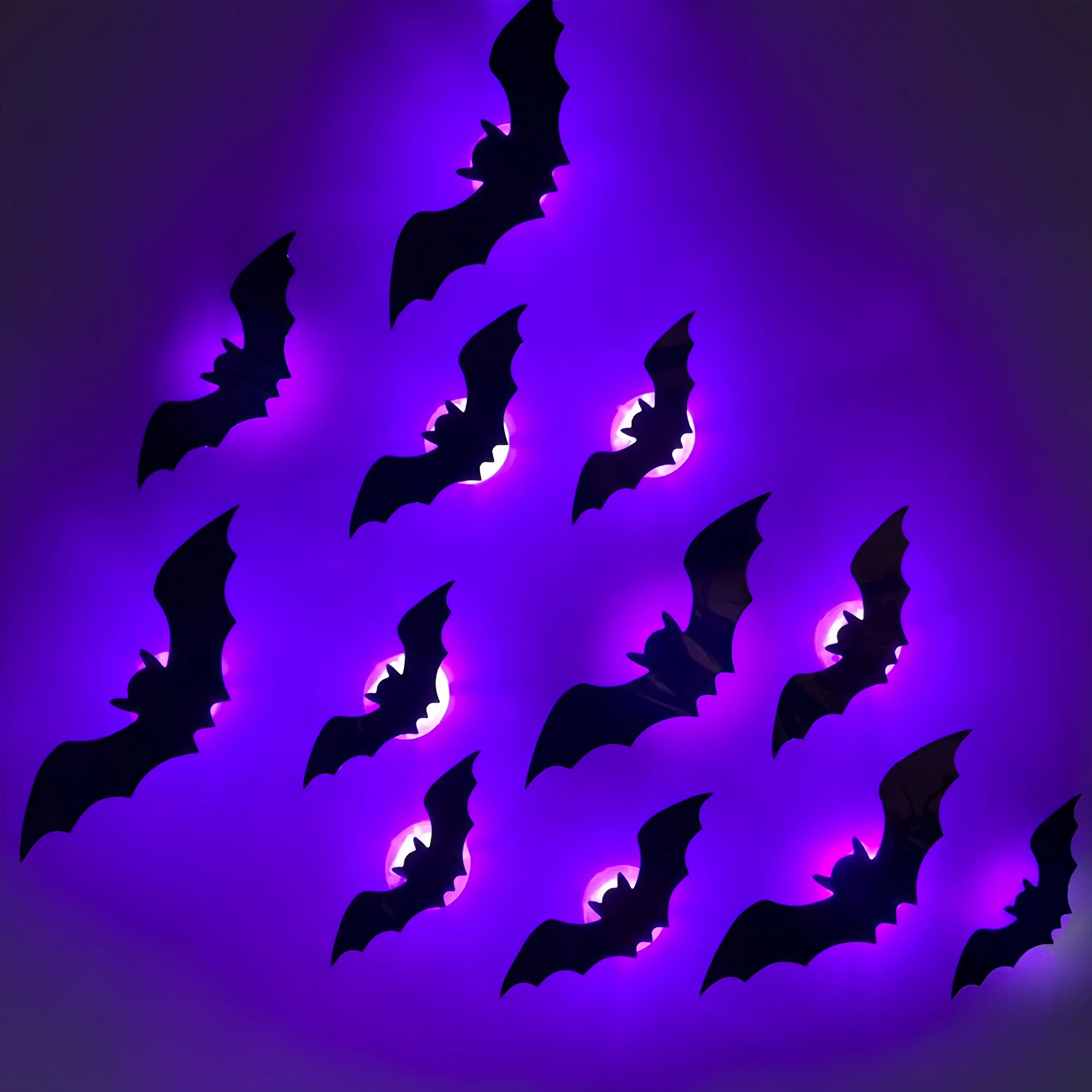 Halloween LED Light-Up Bats Decoration - 3D Black Bats for Wall & Ceiling - Perfect for Spooky Home Decor