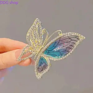 Butterfly Rhinestone Hair Claw Clip for Women, Gradient Transparent Wing Hair Jaw, Sparkly Crystal Hair Clip, Elegant Hair Accessory for Daily, Party & Styling