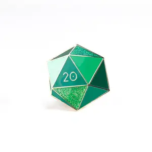 Emerald d20 Enamel Pin - May Birthstone