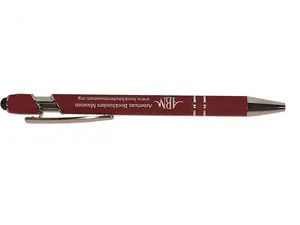 ABM branded red pen with stylus and silver finishing