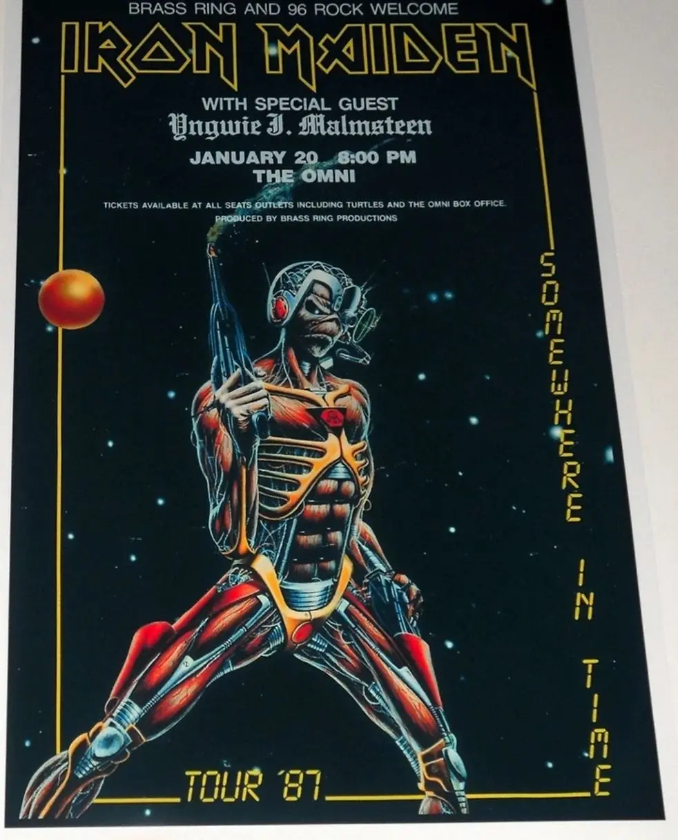 Large Iron Maiden SOMEWHERE IN TIME Tour Metal 1987 Promo Poster 19"x13"