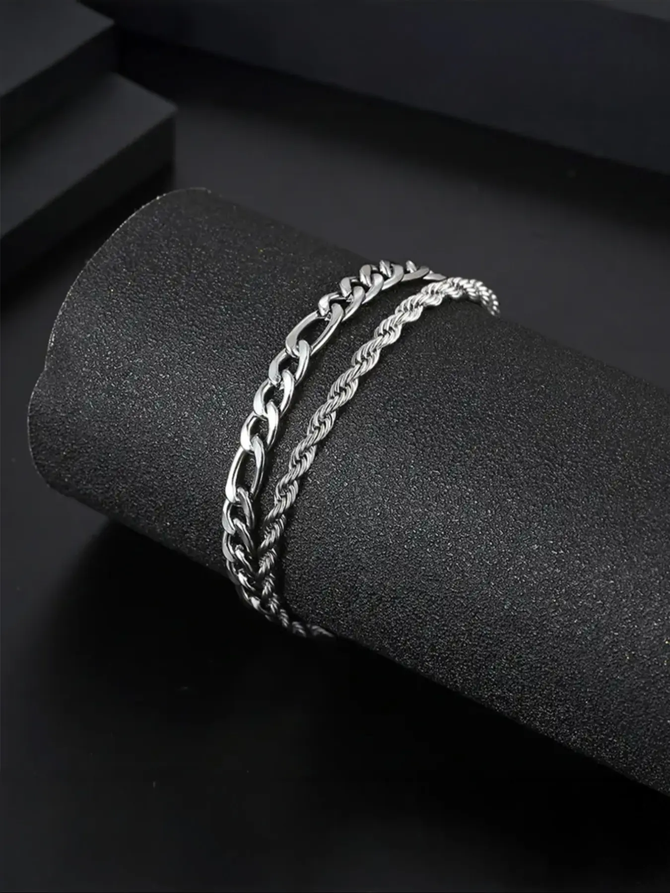 Men's Stainless Steel Chain Bracelet Set, Cuban Bracelets, Cuban Link Bracelet, Fashion Jewelry for Daily Wear & Street Style, Durable Color-Resistant Design, Stainless Steel Wrist