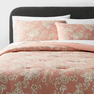 King Traditional Floral Print Comforter and Sham Set Light Pink - Threshold