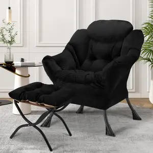 Avocahom Accent Lazy Chair with Ottoman,Leisure Sofa Armchair with Footrest,Mini Couch Oversized Reading Chair for Bedroom,Living Room,Courtyard,Office,Vanity Chair,Patio Furniture,Apartment
