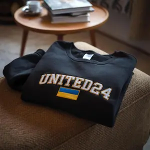 Embroidered united24 ukraine sweatshirt, ukrainian shirt, Cool Colors, Brighten Up Your Look, Simple Style