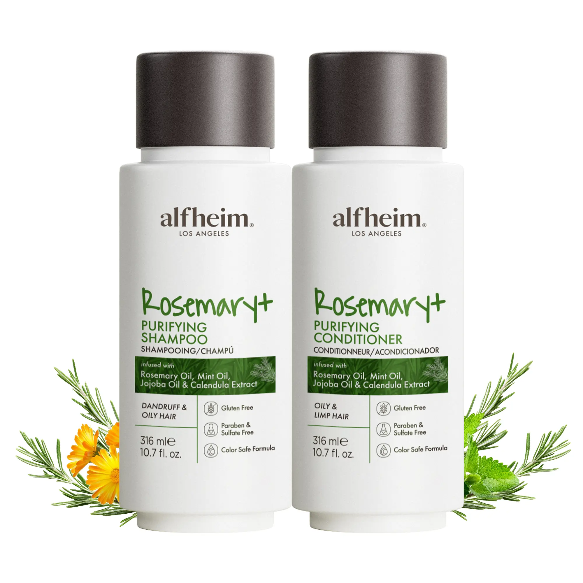 Rosemary Shampoo Conditioner Set Deep Clean Hydrates Repairs With Peppermint Calendula Extracts For Oily Scalp Sensitive Skin Gentle Daily Use