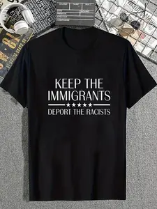 cotton Keep The Immigrants Deport The Racists Shirt Anti Racism T-Shirt casual Fashion graphic tees for women
