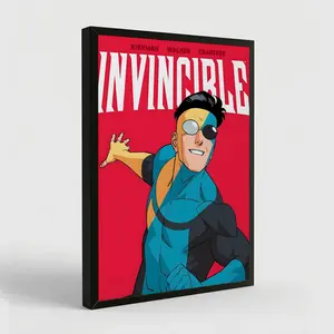 Invincible Old Vs New Outfit Art Print, Cool Superhero Wall Art, Aesthetic Room Decor for Modern Teen Boys Space