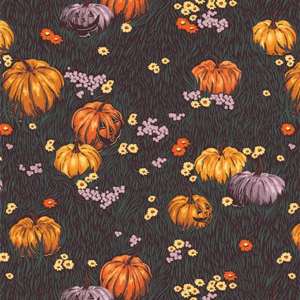 Fabric Art Gallery Moonlight Pumpkins Ghostly & Haunted by the Quarter Yard GHH13140