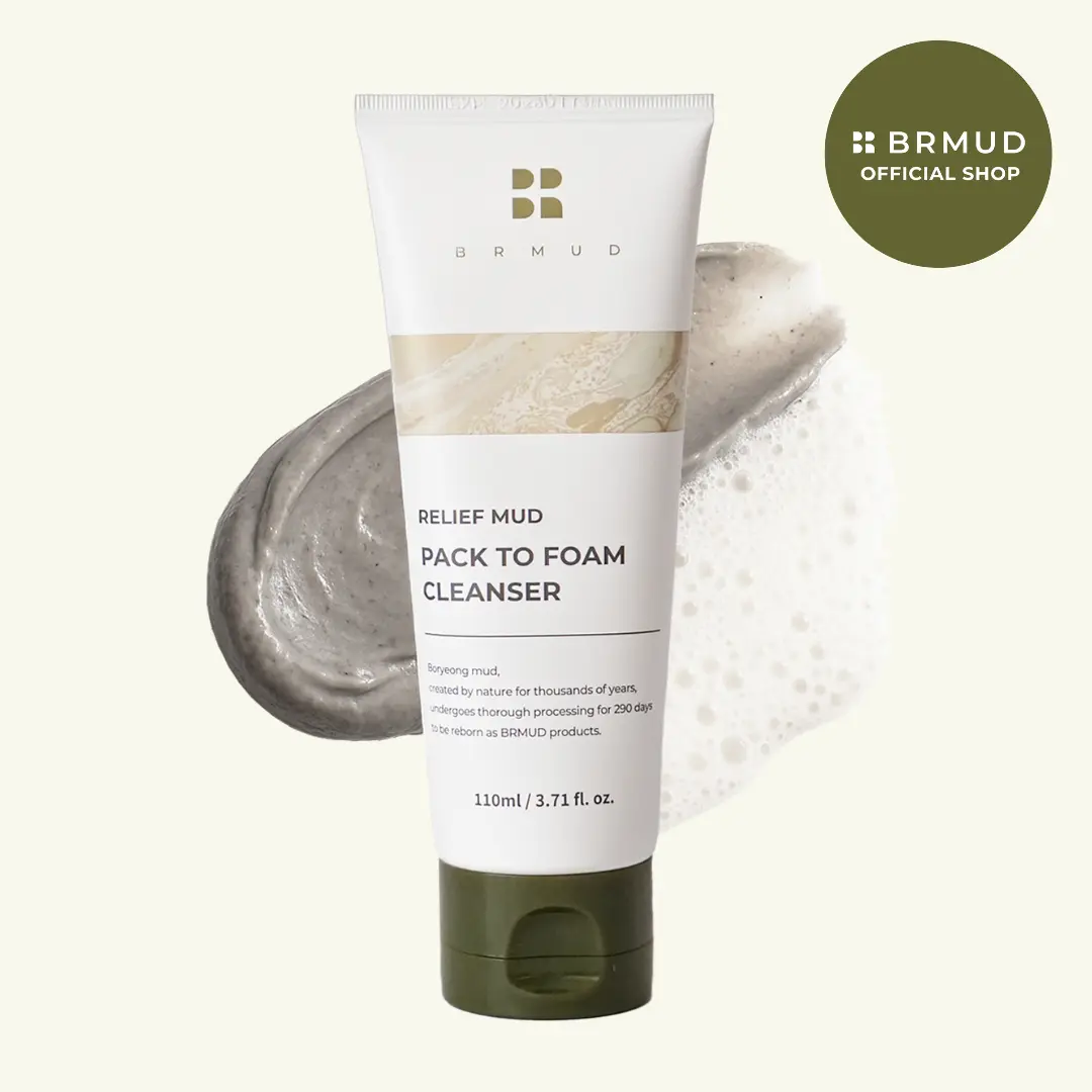 [Official BRMUD Partner] Relief Mud Pack To Foam Cleanser - Pore & Sebum Skin Care 3.71 fl oz | 30,000ppm Korean Boryeong Mud, Dual AHA Exfoliation, Hydrating & Foaming Clay Mask, pH 5.5 Gentle Cleanse, 1-Minute Mud Mask