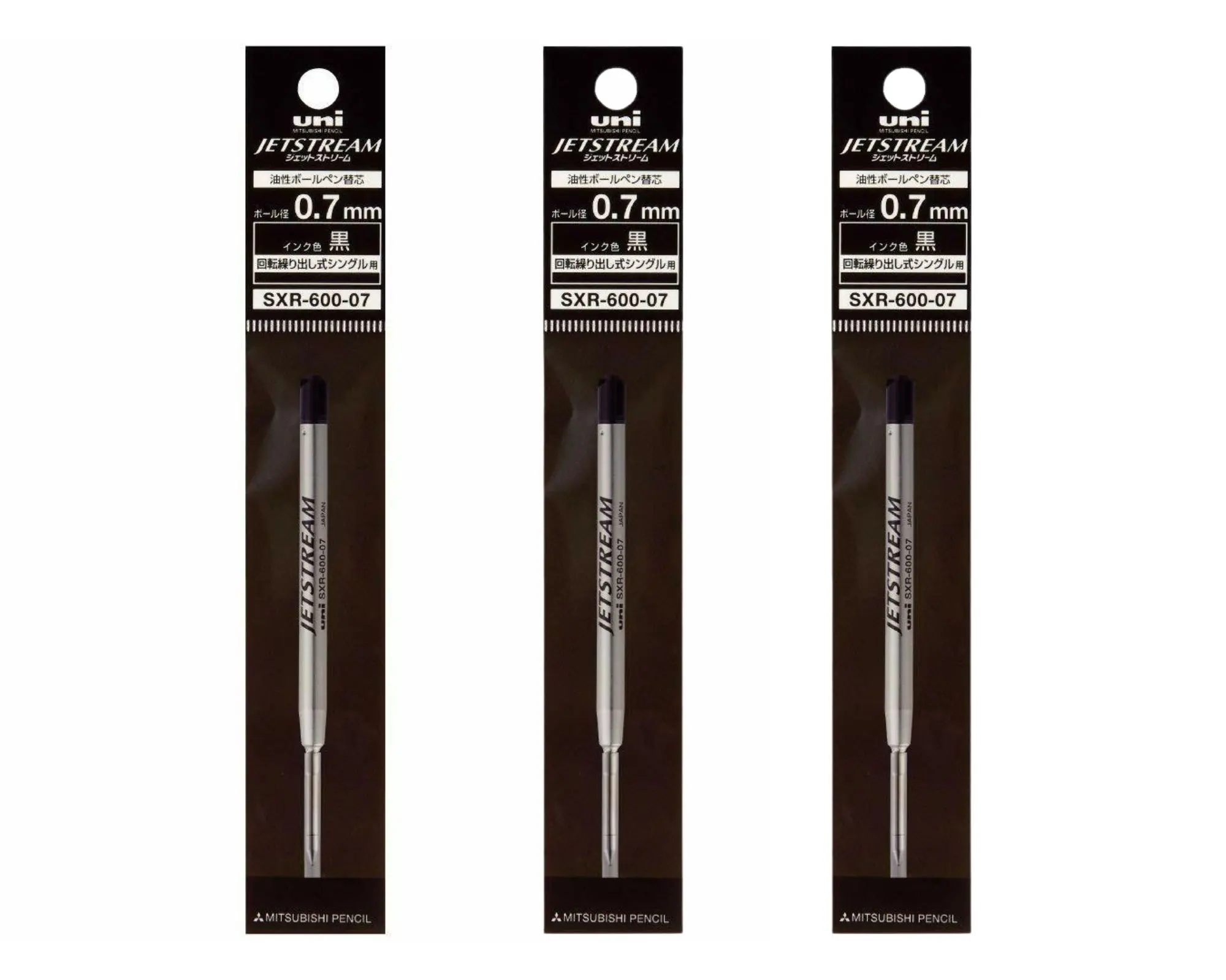 Uni SXR-600-07 JETSTREAM Black 0.7mm PRIME Ballpoint Refill (3 packs) | Japan Import