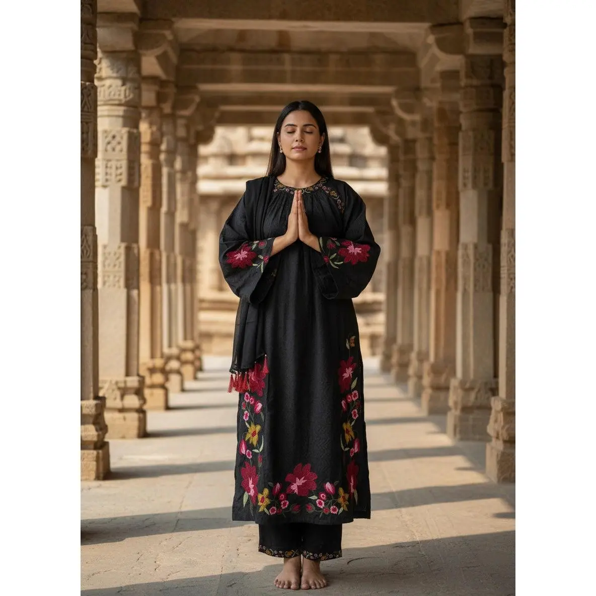 Cotton Black Kurti Set