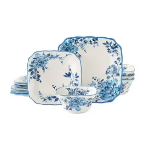 Delilah 12-Piece Stoneware Dinnerware Set, Blue